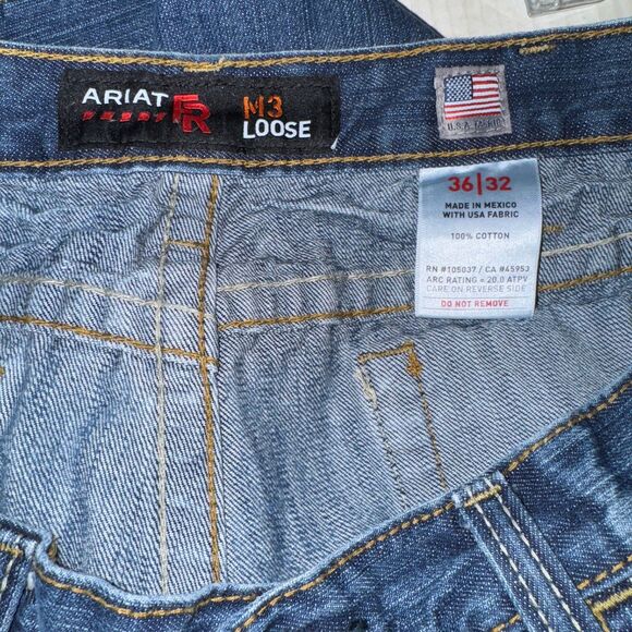 Ariat Jeans Men's 36x32 M3 FR Loose Straight Leg Dark Wash Fire Retardant Work - Picture 4 of 4